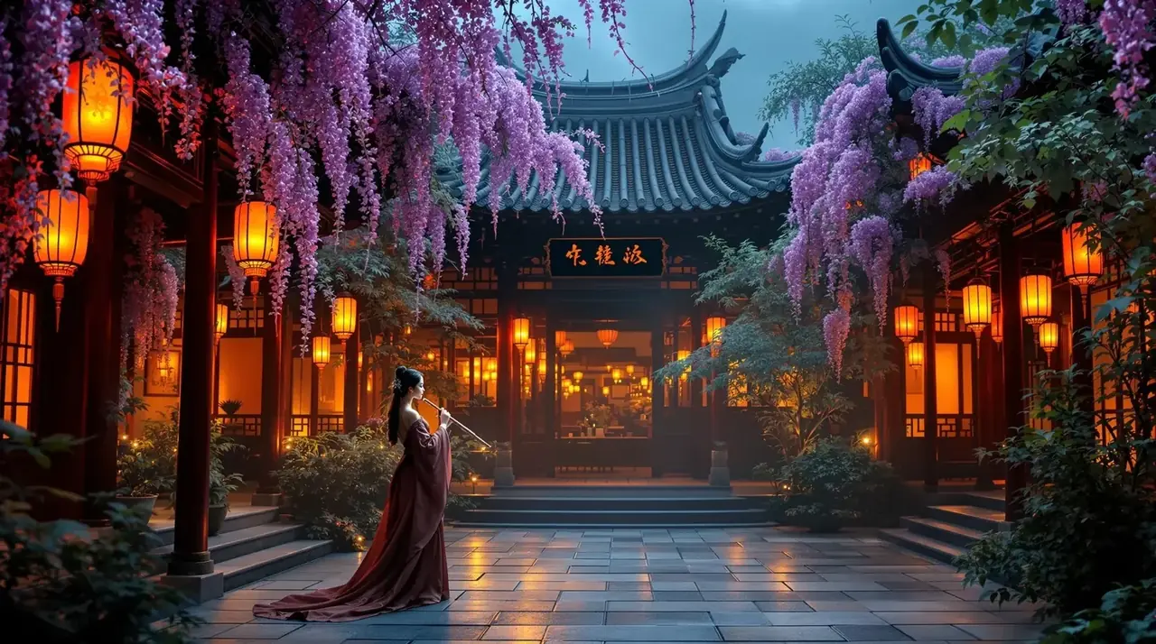 漫剧屋首屏：暮色中的古宫廷与华服女子